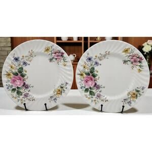 Royal Doulton England Arcadia H4802 Dinner Plates Brown Backstamp Set of 2